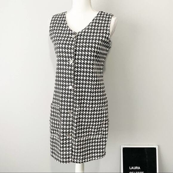 PrettyLittleThing micro chrome houndstooth check denim mini dress NWT size US 4 - Picture 6 of 14